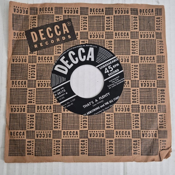 Decca Records Other - Vintage Louis Armstrong All Stars Honeysuckle Rose 45 RPM Record Decca 9-28173